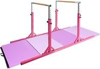 Double Horizontal Bars, Junior Gymnastic Training Parallel Bars W/11-Level 38-55" Adjustable Heights, 264lbs Capacity, I